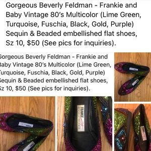 Gorgeous Beverly Feldman Vintage Sequin & Beaded Multi-color Flats Sz 10, $50